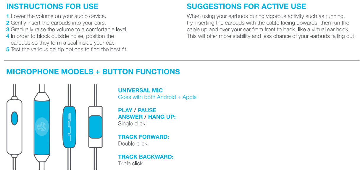 JLab Metal Basic Instructions