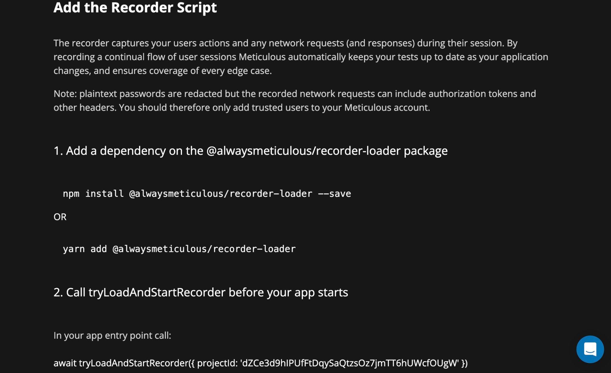 Meticulous recorder script