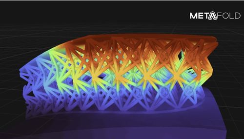 Colored displacment map resulting from a simulation of lattice padding in Metafold app