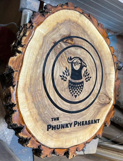 Custom sign crafted for The Phunky Pheasant sign