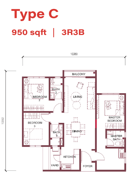 MH Platinum 3 Type C floor plan in Setapak, Kuala Lumpur
