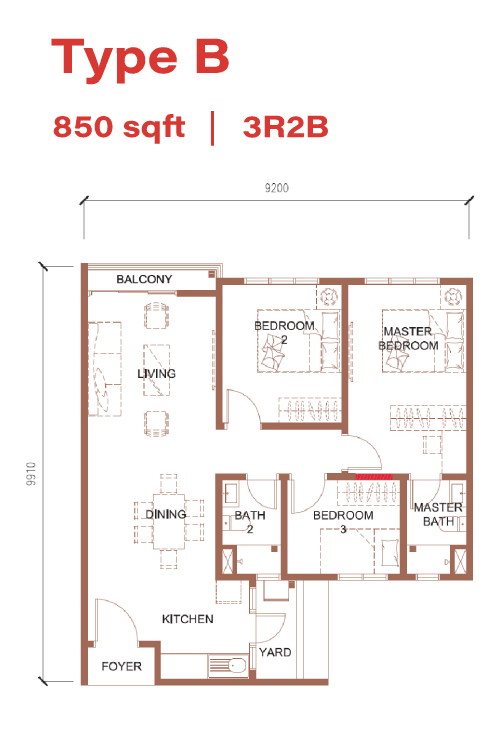 MH Platinum 3 Type B floor plan in Setapak, Kuala Lumpur