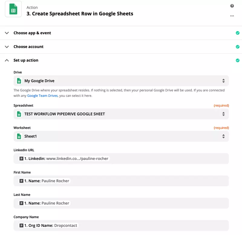 champs google sheets