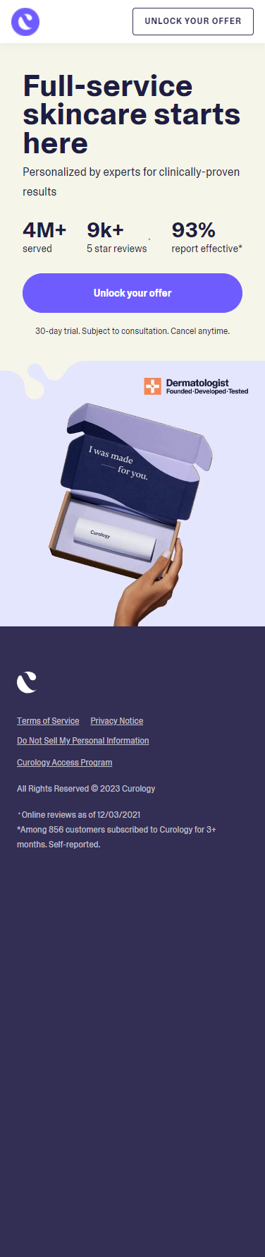 Curology Free Trial Landing Page Design Inspiration Landingmetrics