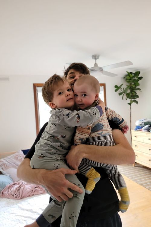 Picture of me holding my two boys