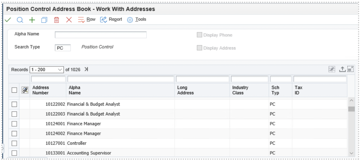 Project Profile Position Control Solution Using Standard JDE