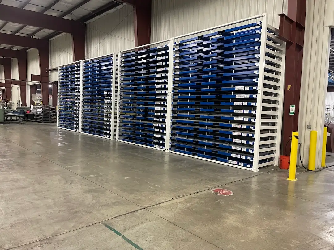 14' tall, 19 shelves Lean Re-Rack Sheet Metal Storage Systems