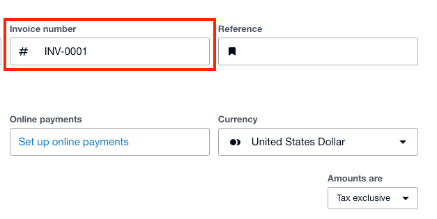 Invoice number field in Xero
