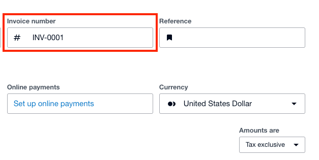 Invoice number field in Xero 