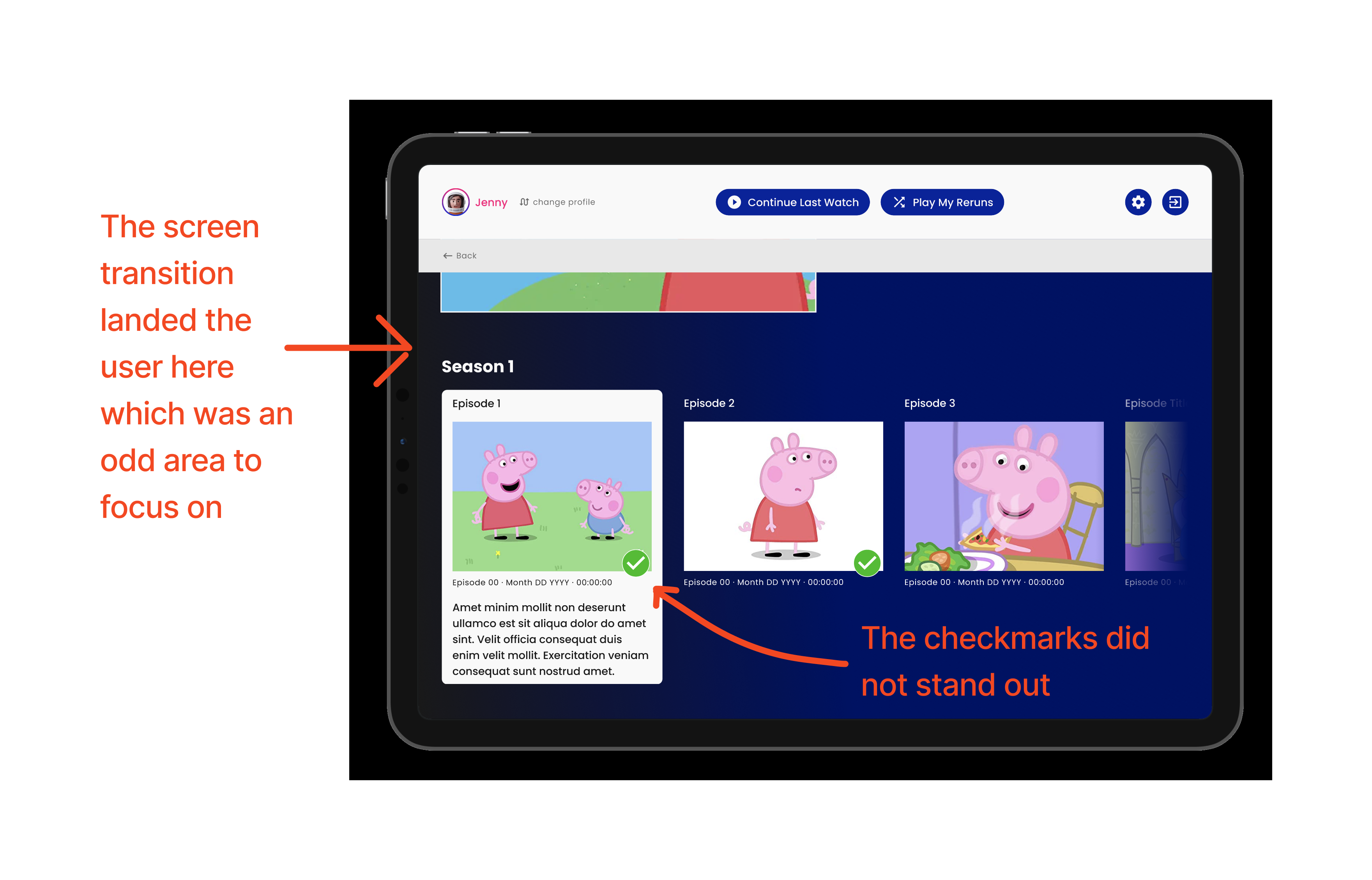 notes from user testing diagram