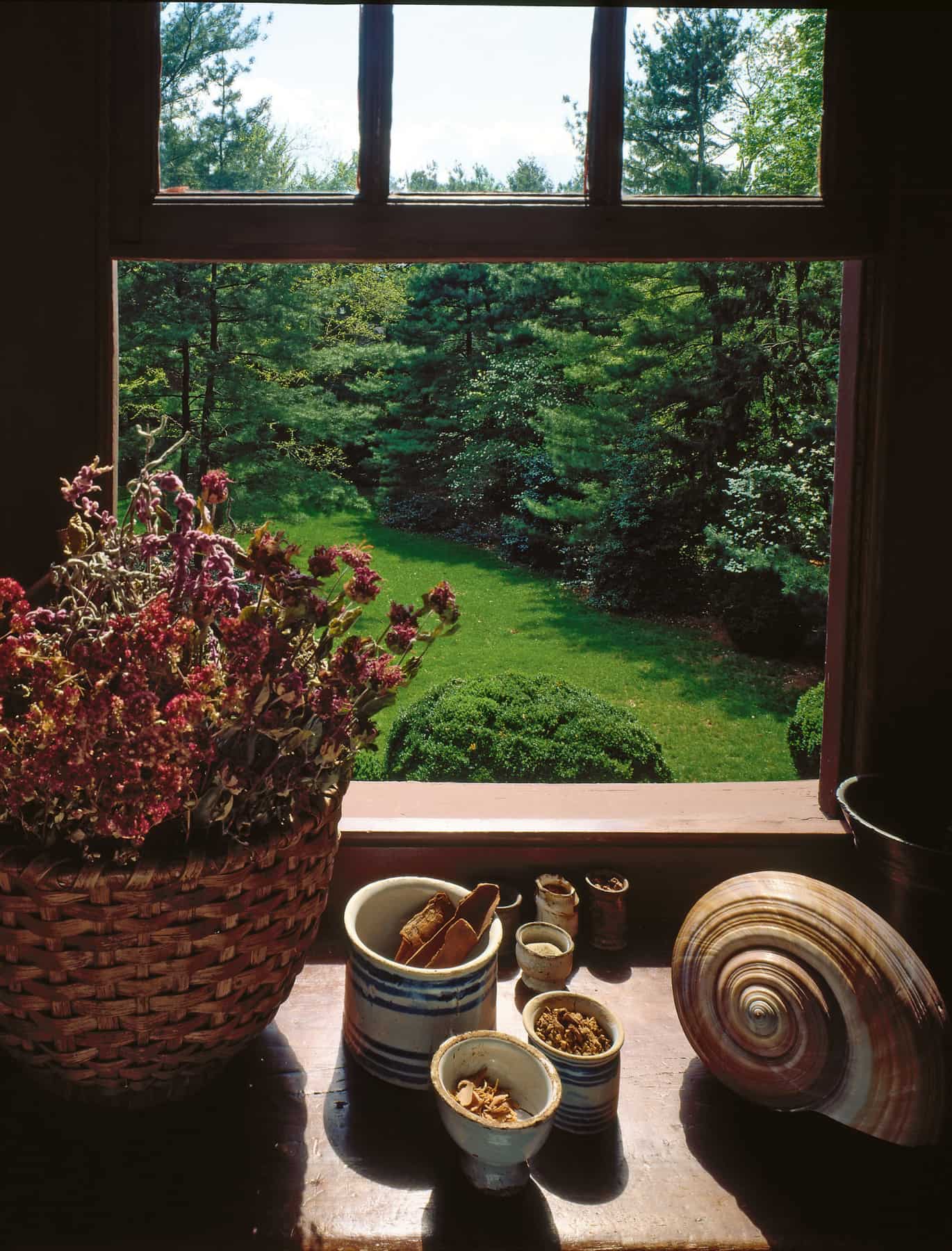 A view from the upstairs Work Room in Wright's Ferry Mansion