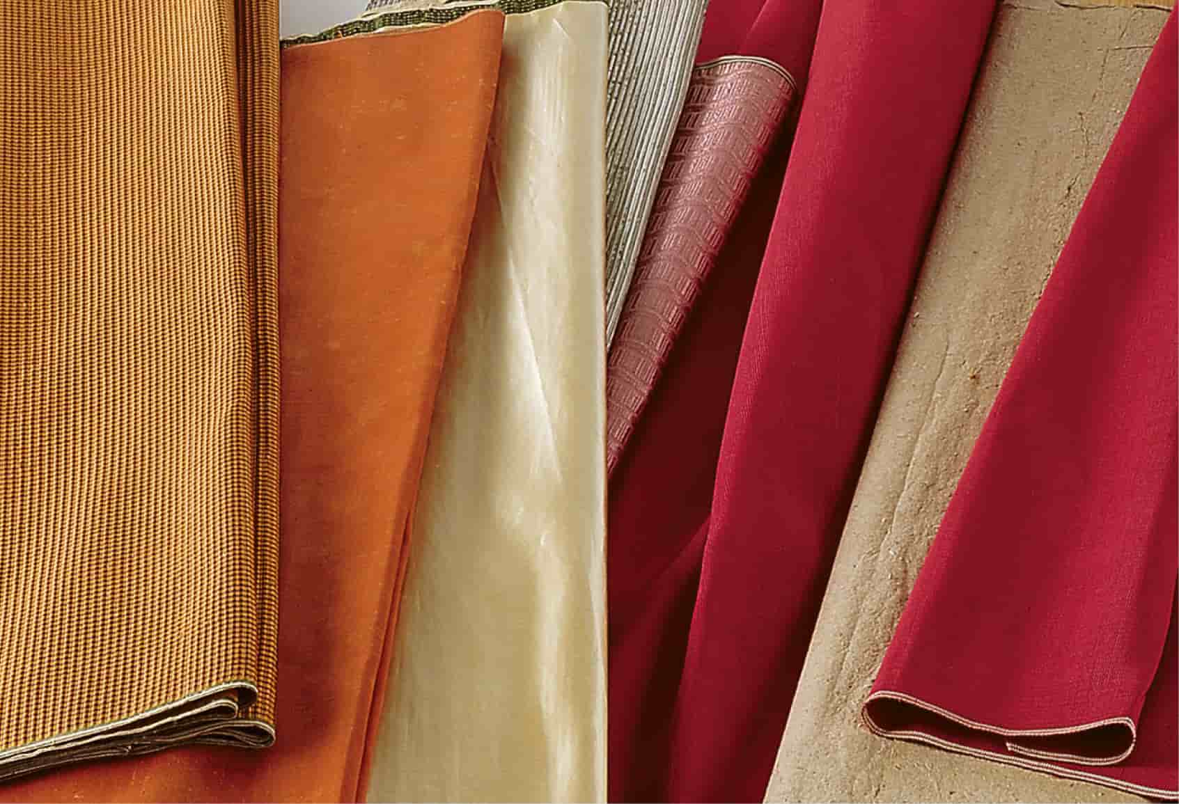 An image of colorful fabrics from Wright's Ferry Mansion