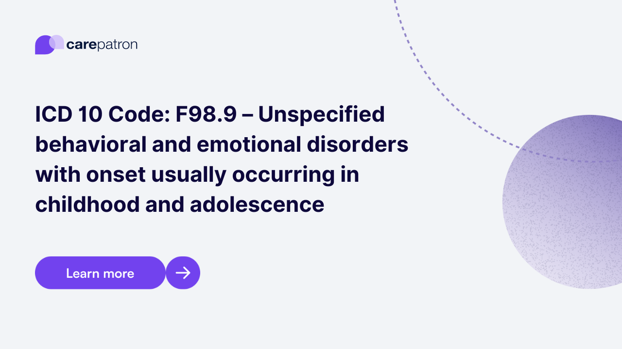 F98 9 unspecified behavioral and emotional disorders with onset