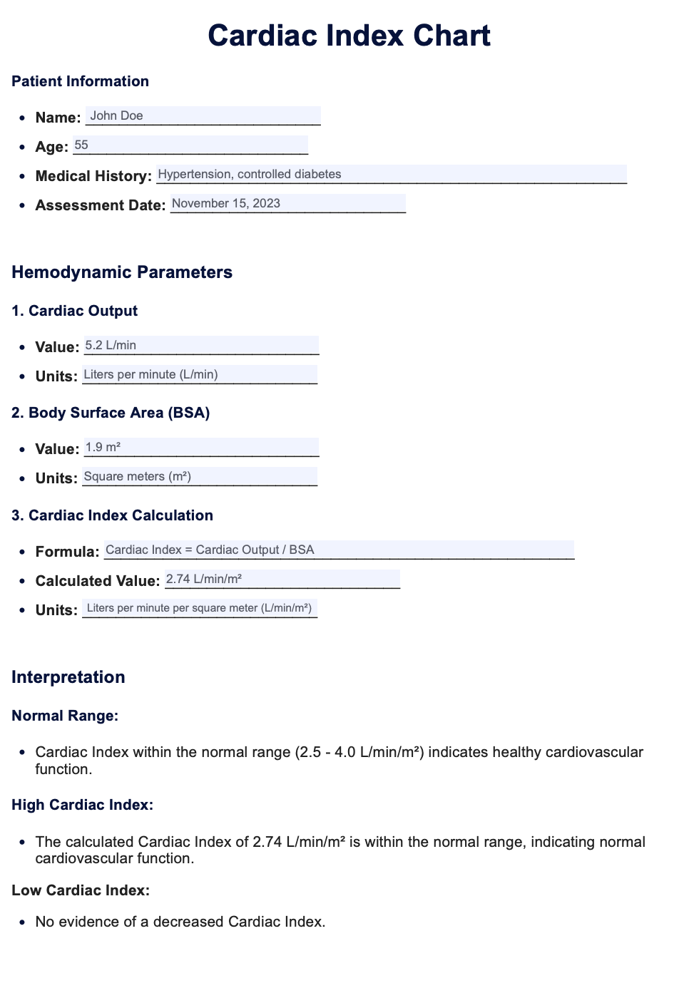 Cardiac Index Chart & Example | Free PDF Download