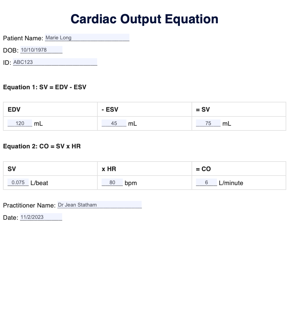 Cardiac Output Equation & Example | Free PDF Download