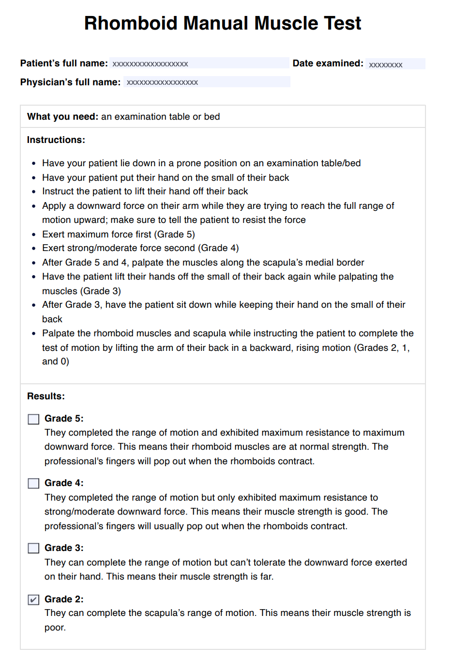 Rhomboid Manual Muscle Test