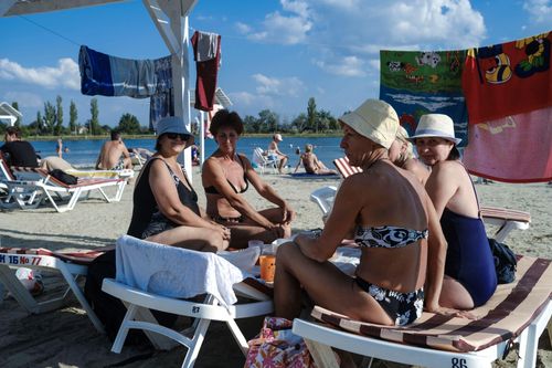 Picnic; A group friends picnicking at Slovyansk Resort. September 3, 2023. Slovyansk Ukraine