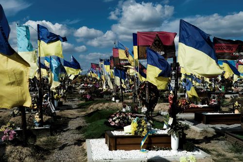 Remembering Heroes; Cemetery in Kharkiv, where Ukrainian soldiers are buried. September 2, 2023. Kharkiv Ukraine