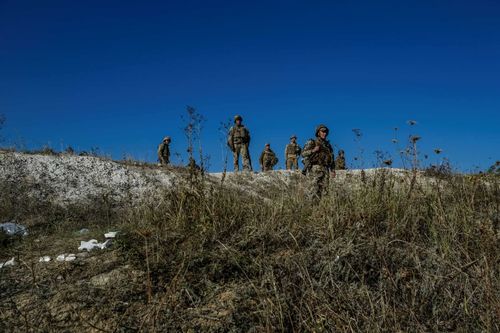 Training day; Soldiers from the 57th brigade watching their brothers in arms using American-made weapons for the first time. September 20, 2023. Donetsk Oblast Ukraine