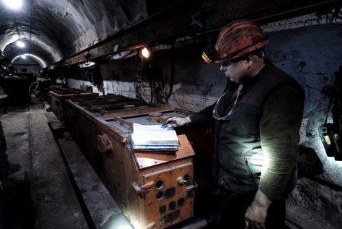Inside Ukraine’s biggest coal mine; A miner at work in Ukraine’s biggest coal mine. November 3, 2023. Donetsk Oblast Ukraine