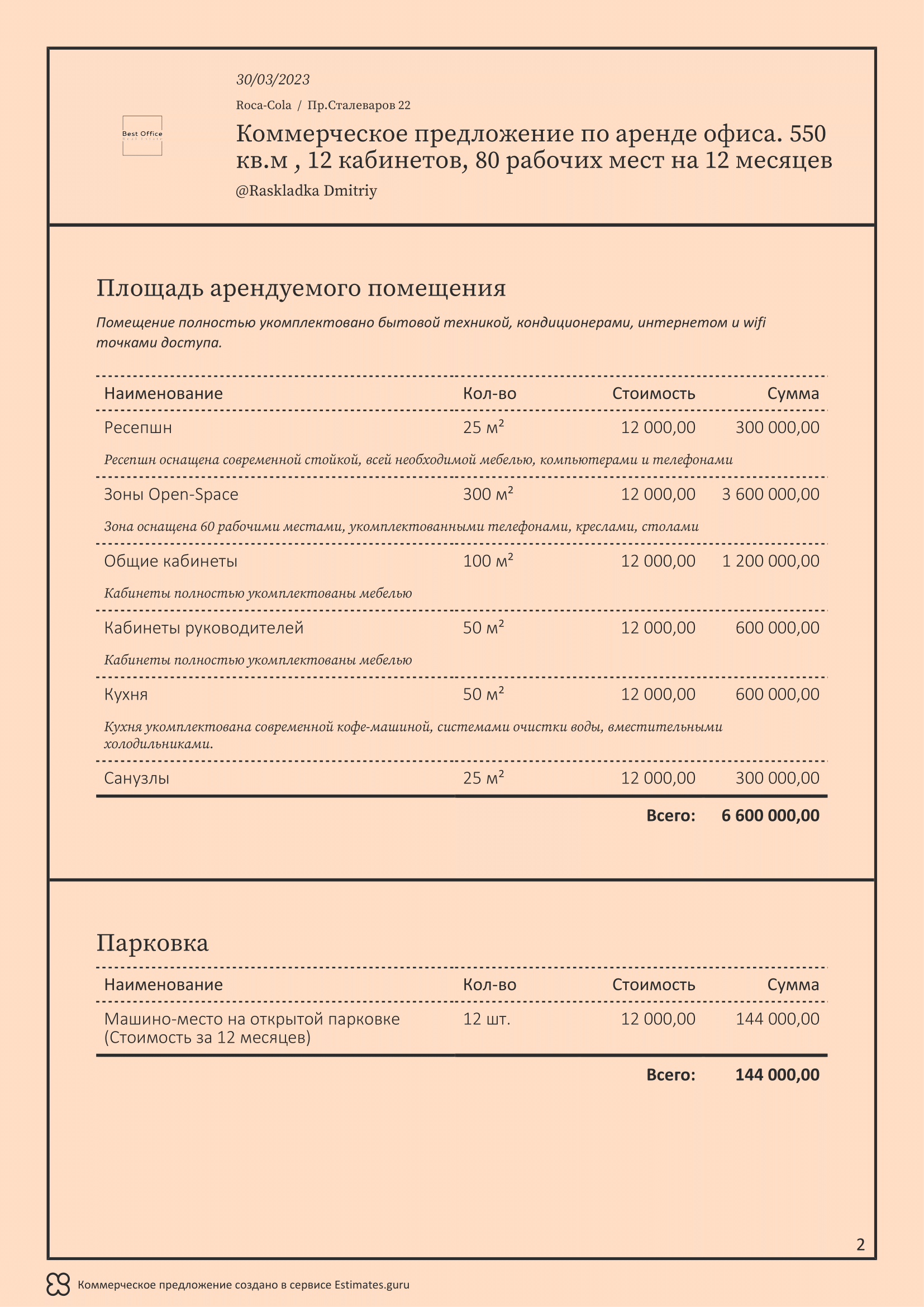 Коммерческое предложение по аренде помещения. Образец 2023 года ...