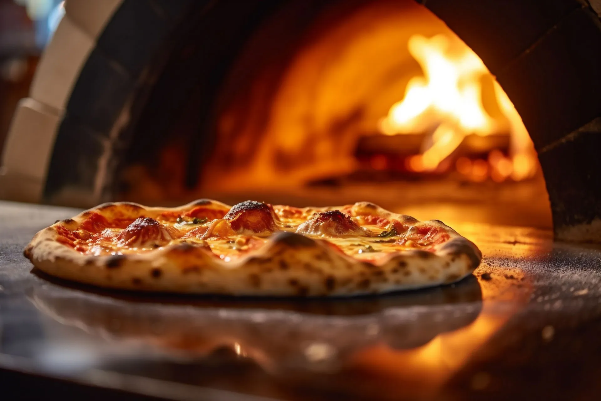 Pizza on wood fire