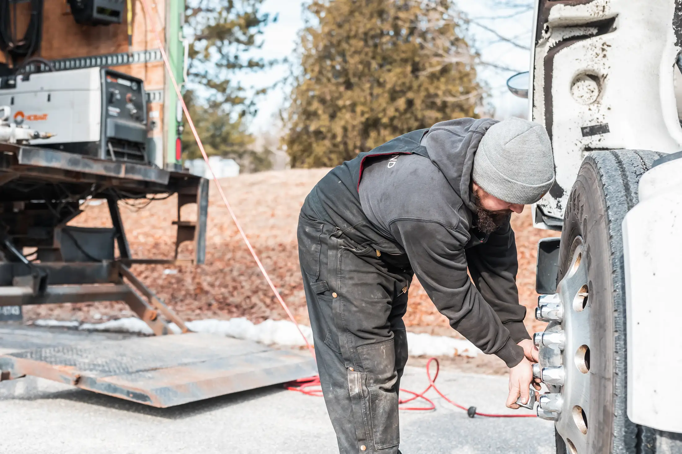 Diesel mechanic performing heavy equipment repair in Newport Beach, CA