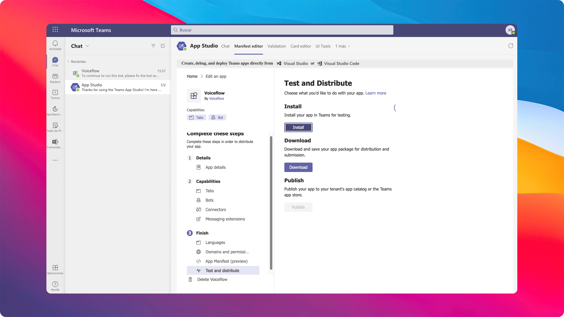 Creating the app manifest package in Microsoft Teams