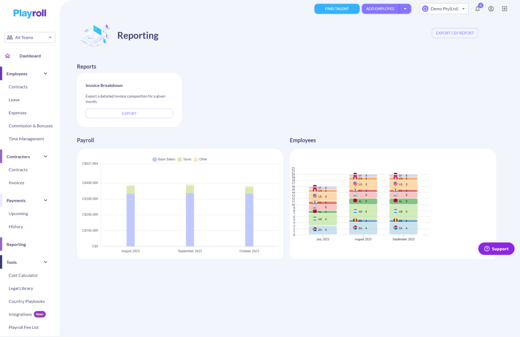 Access financial clarity with the Playroll detailed invoice breakdown tool