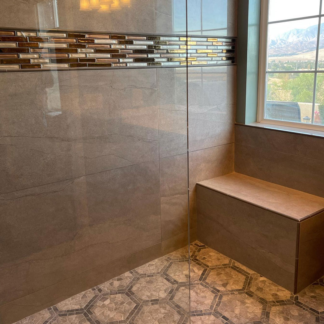 11 Foot Glass Shower Door Upgrade - Iron Hands Construction