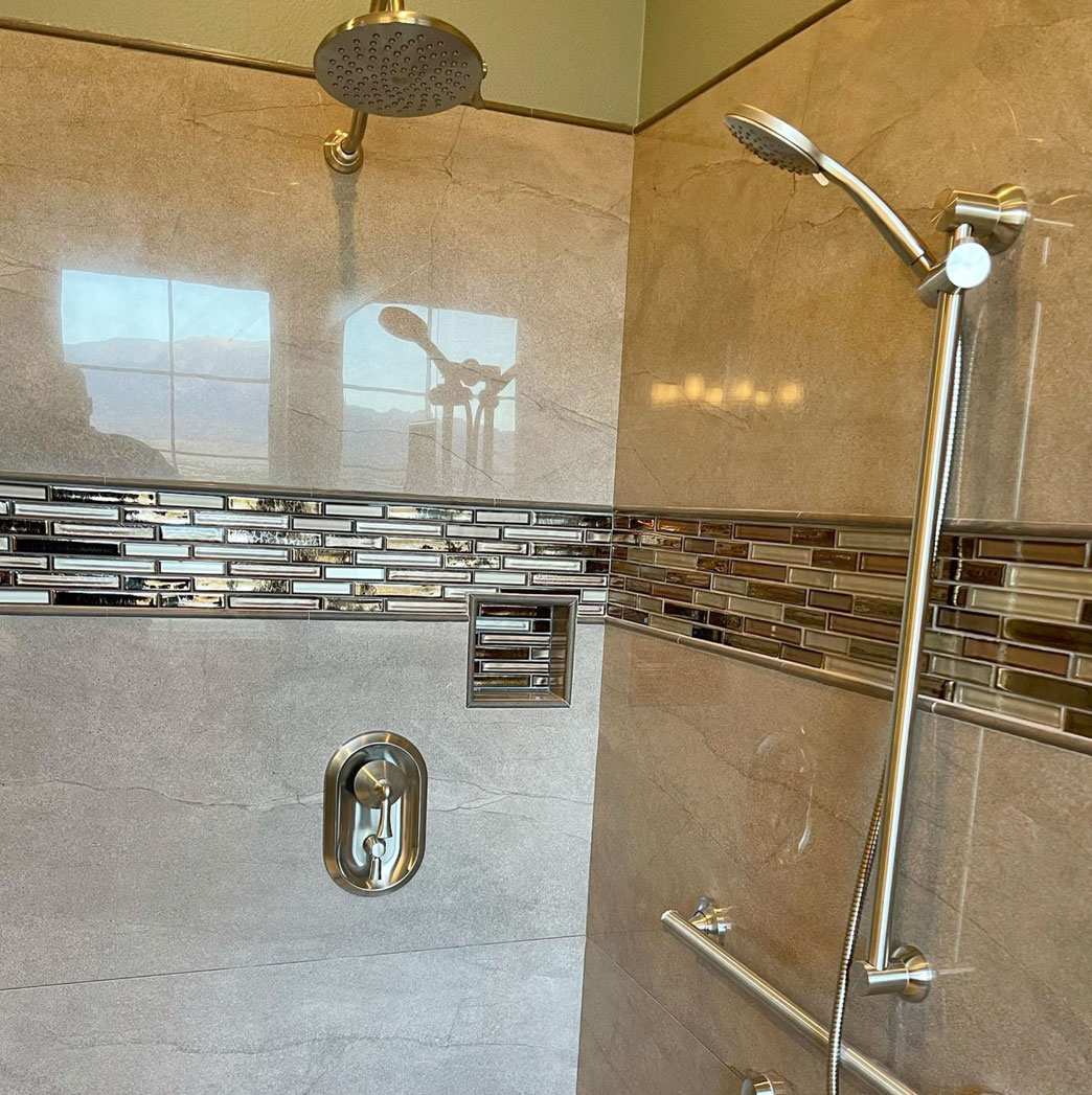 11 Foot Glass Shower Door Upgrade - Iron Hands Construction