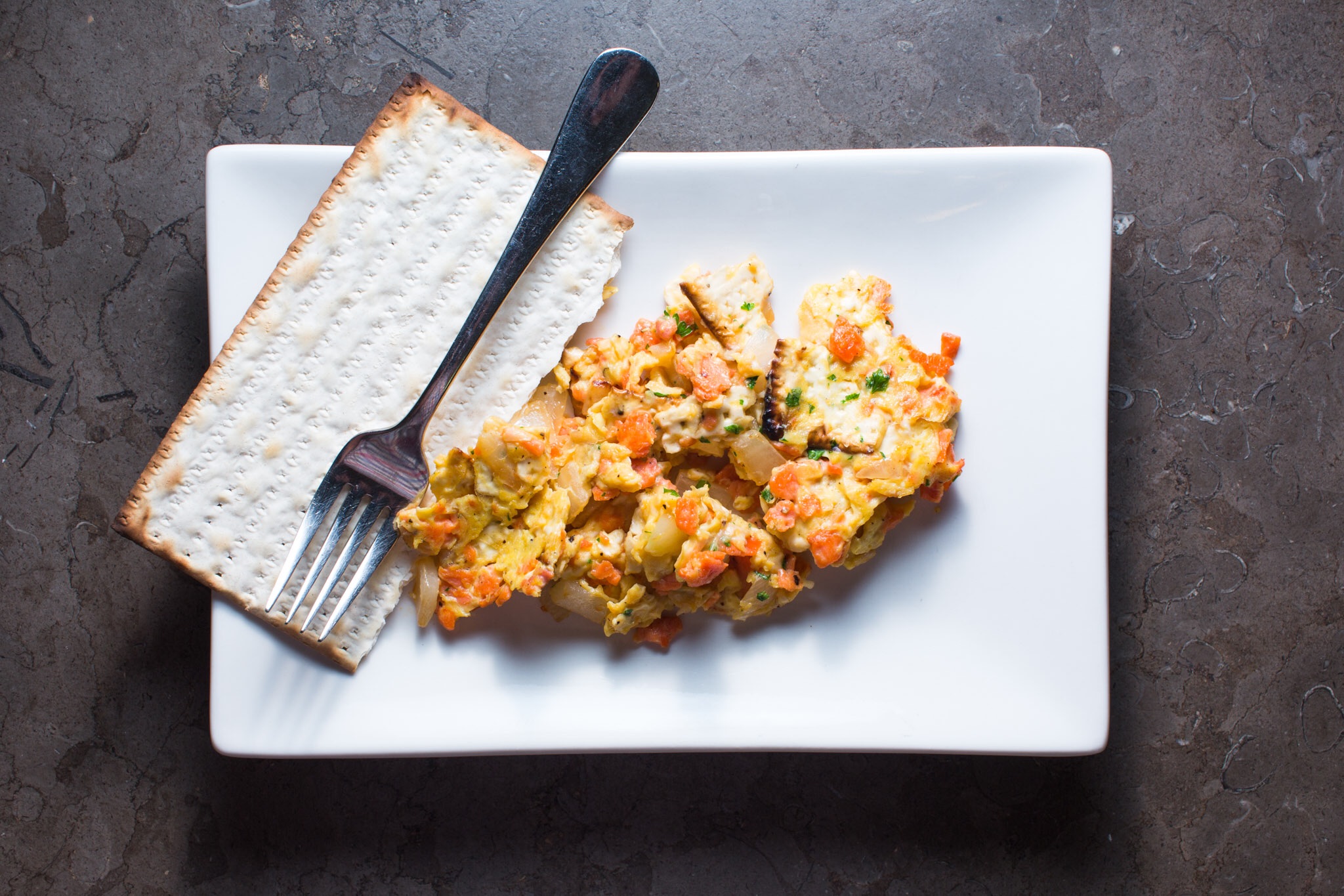 Lox Eggs & Onions Matzo Brei