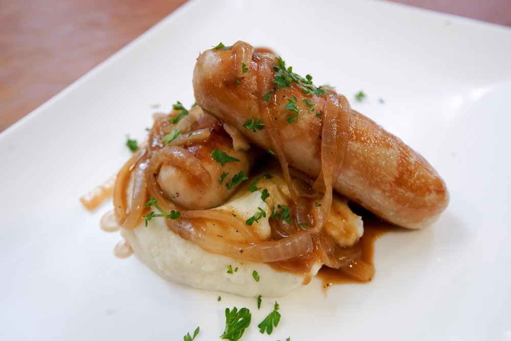 Bangers and Mash with Guinness Onion Gravy Recipe from Sam The Cooking Guy