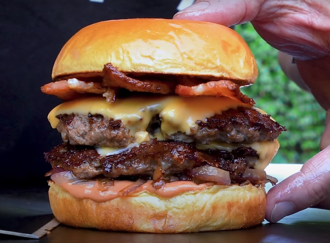 Deep Fried Bacon Double Cheeseburger Recipe from Sam The Cooking Guy