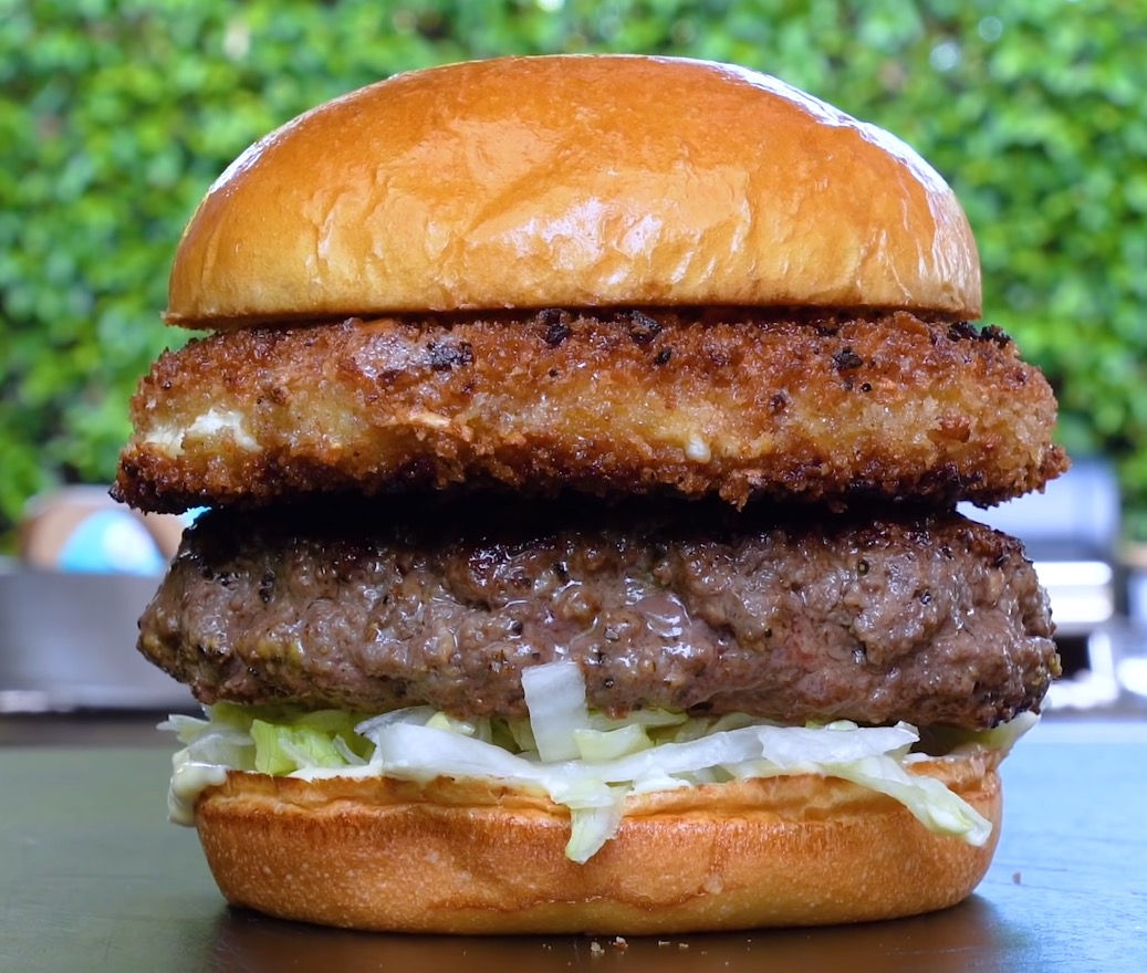 Fried Goat Cheese Burger Recipe from Sam The Cooking Guy