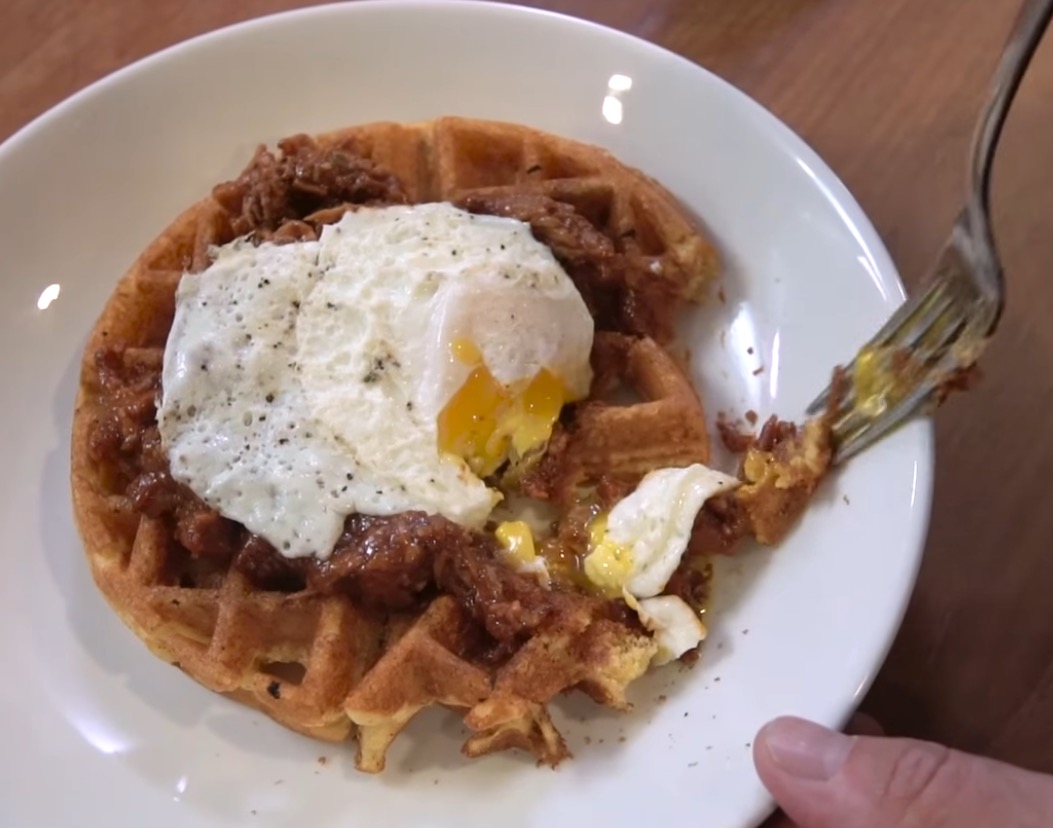 Green Chili Cornbread Waffles Recipe from Sam The Cooking Guy