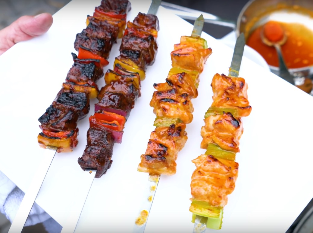 Grilled Chicken & Steak Kabobs Recipe from Sam The Cooking Guy