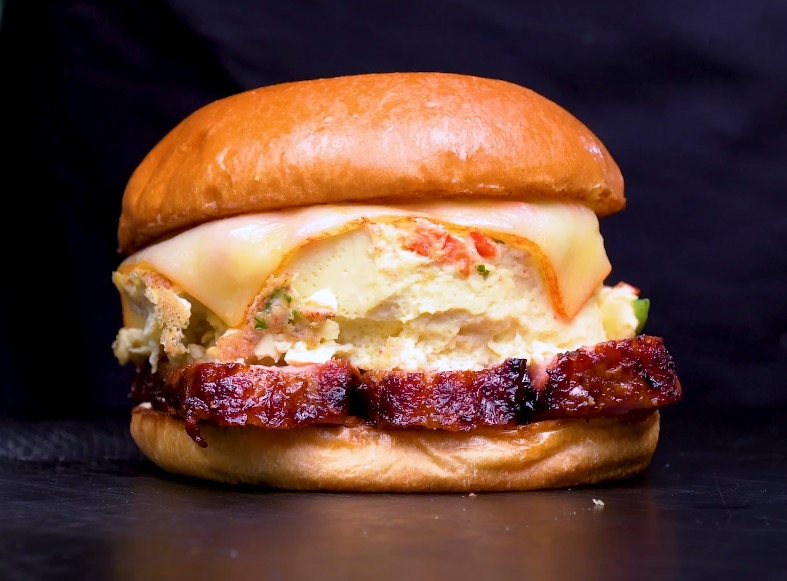 Pork Belly & Egg Breakfast Sandwich Recipe from Sam The Cooking Guy