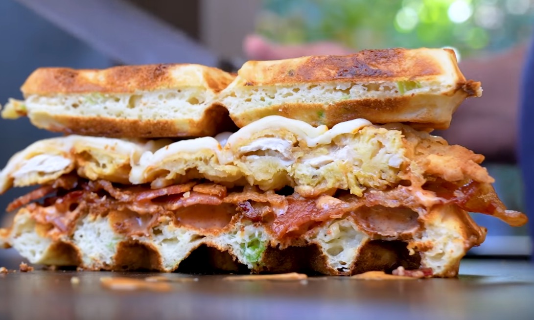 Waffle Grilled Cheese Chicken Sandwich Recipe from Sam The Cooking Guy