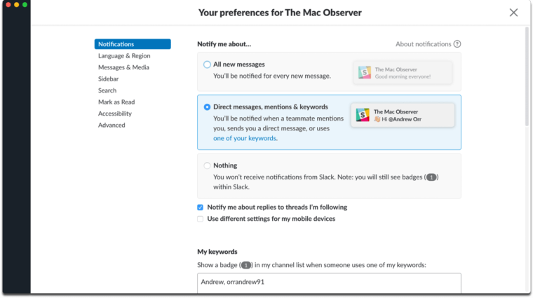 manage Slack notifications