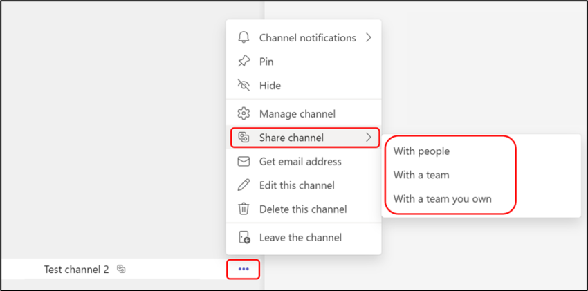 Channel sharing settings Microsoft Teams