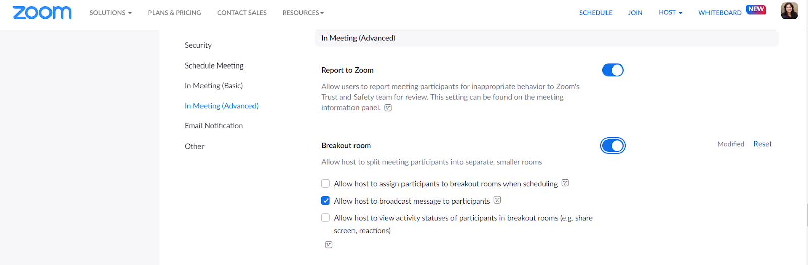 Enable Zoom breakout rooms