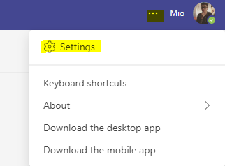 Microsoft Teams settings