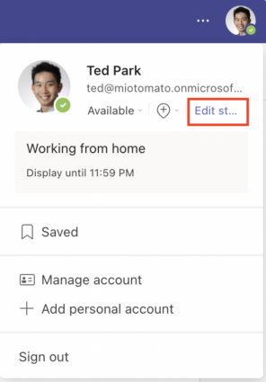 Edit status message on Microsoft Teams