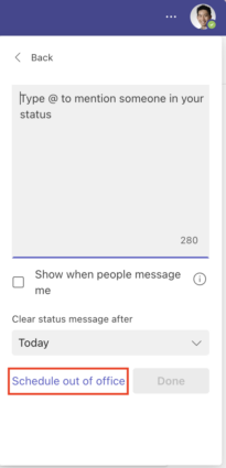 Schedule out of office on Microsoft Teams