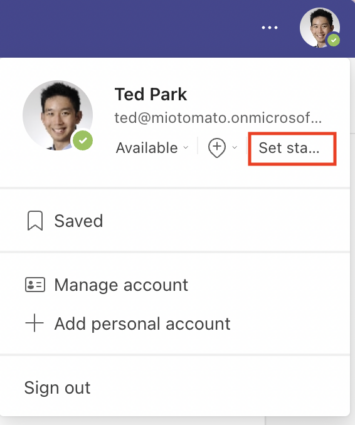Set status message on Microsoft Teams