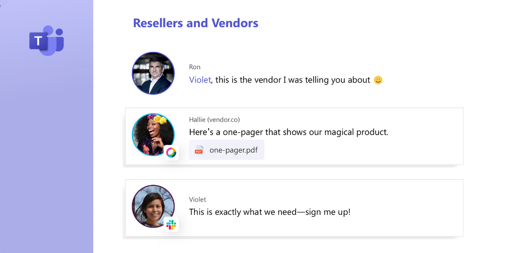 Stay in Microsoft Teams and chat with Slack users and Webex Teams users