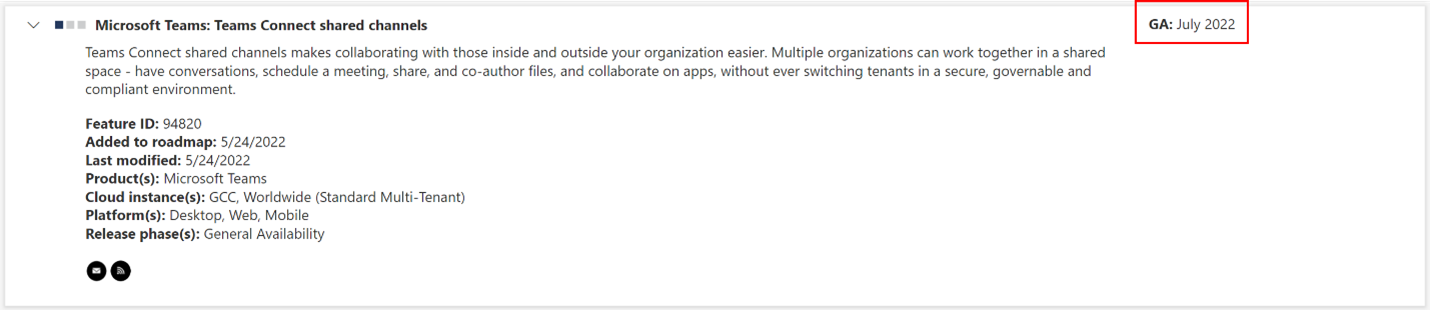 Microsoft Teams Connect shared channels roadmap