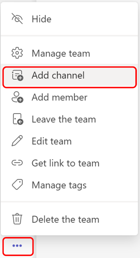 Add channel in Microsoft Teams