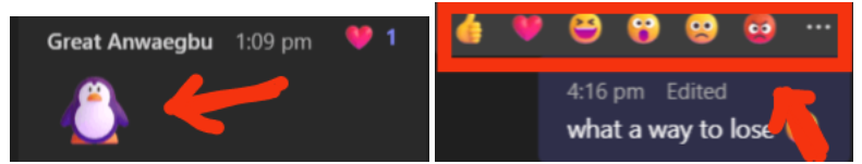 example of emojis and reactions